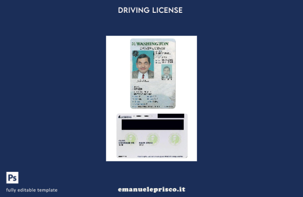 verified style Patente di guida USA Washigton stile verificato secondo il modello template
